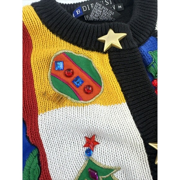 IB Diffusion Christmas Sweater Cardigan Star Button Embroidered Womens Medium - Picture 7 of 13